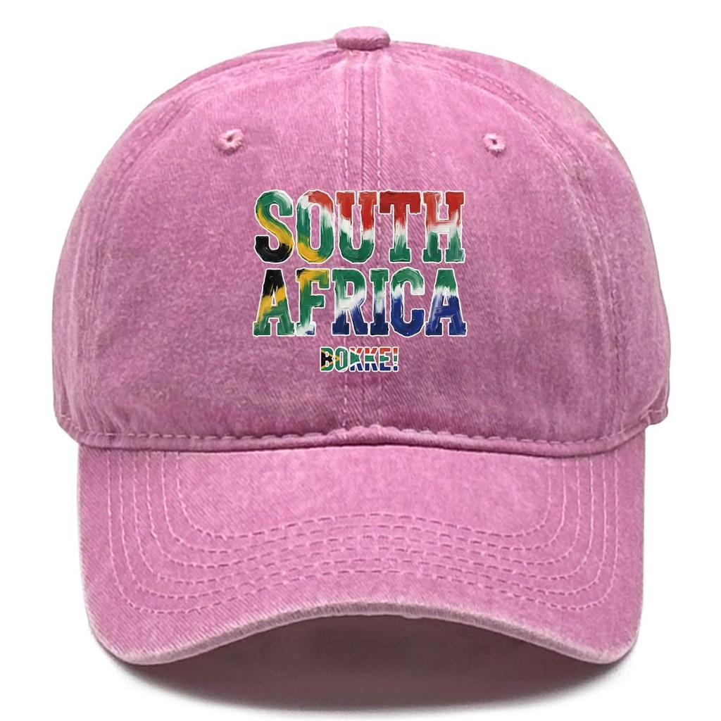 "SOUTH AFRICA" "BOKKE" Flag Printed Baseball Cap , Adjustable Baseball Hat Stylish Slouchy Trendy Leisure Woman's Cap
