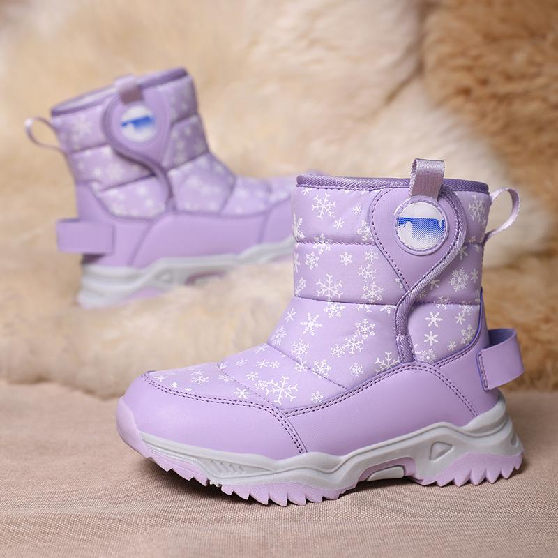 Children's Snow Boots for Boys Sneakers Winter Kids Warm Snow Boots Sport Leather Shoes