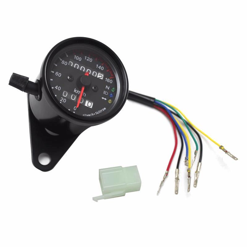 1pcs Universal Motorcycle Speedometer Odometer 12v Dual Speed Meter With Led Indicator чёрный