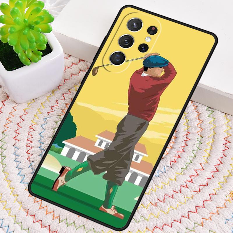 Vintage Golfer Pattern TPU Phone Case For Samsung Galaxy note 10 pro S26 S25 S24 S23 S22 Ultra Plus S21 FE S20 Shockproof Cover