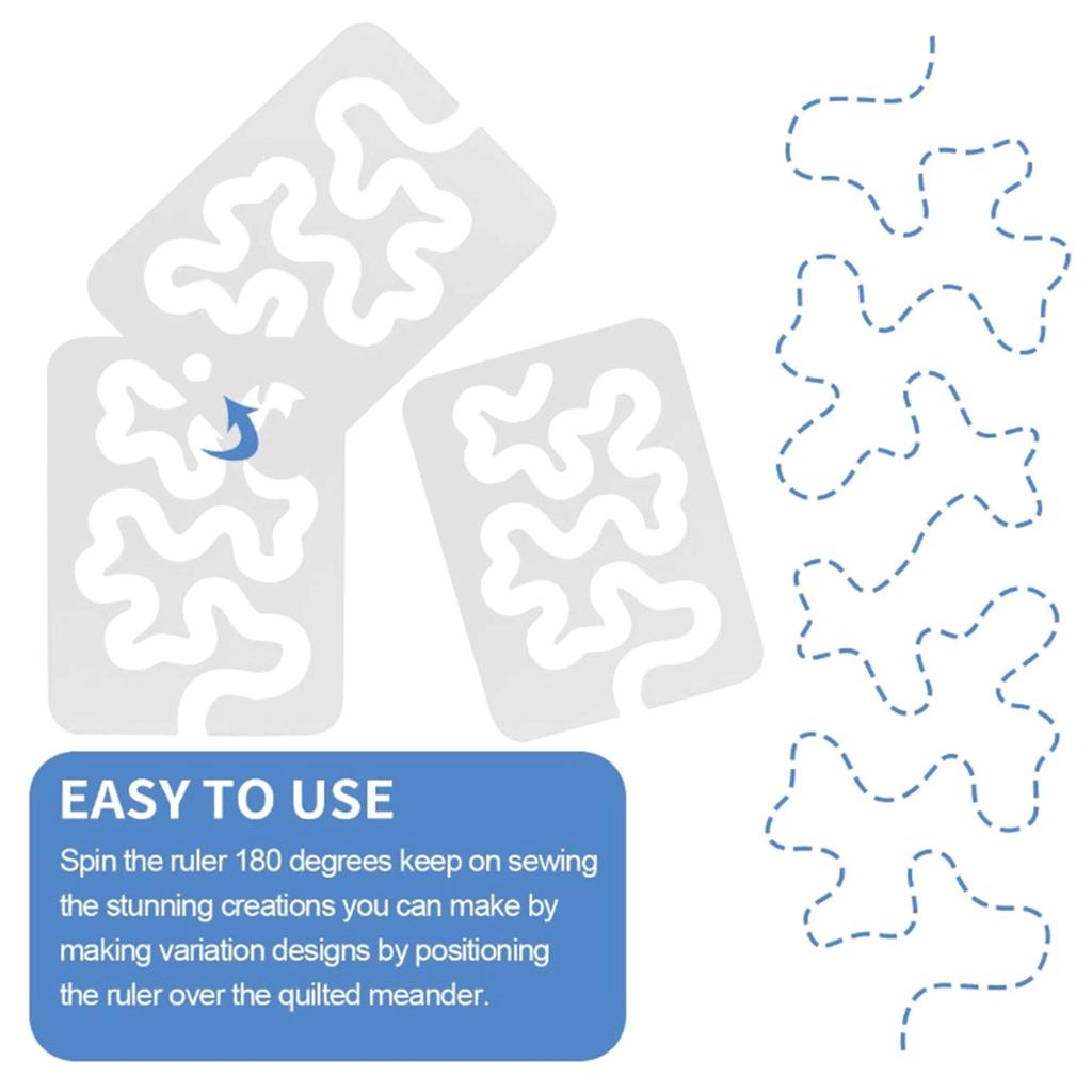 Free Motion Quilting Templates Transparent Acrylic Quilting Templates Ruler for Simple Meander and Quilting Designs