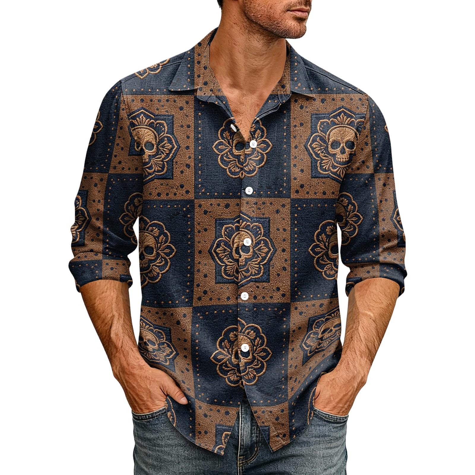 Men s Long Sleeve Cardigan with Halloween Print for Trendy Party Wear L