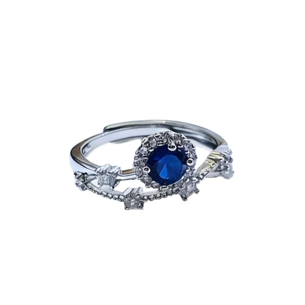 Cultivate Ruby Sapphire Brilliant Star Ring Women's Light Luxury Niche Design Emerald Treasure Ring