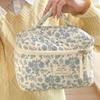 Vintage Floral Makeup Bag With Polyester Material For Travel And Daily Use