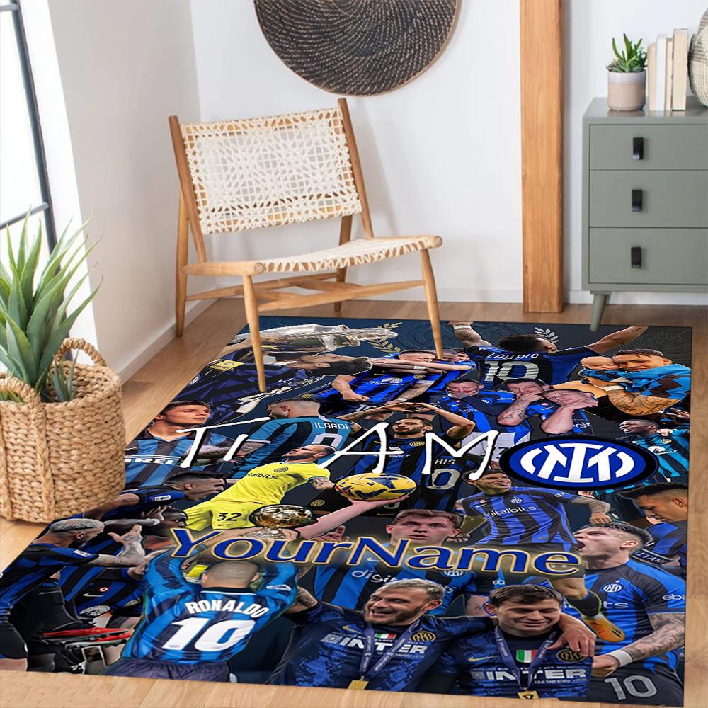 Inter Milan Personalized Text Area Rug Perfect for Dining Room Entryway Bedrooms Hallway Antislip Carpet Decorate Offices