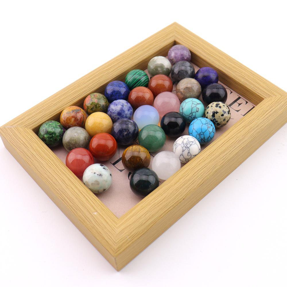 16mm Natural Agate Crystal Ball Ornament - Holeless Round Semi-Precious Stone for DIY Jewelry (BJ12)