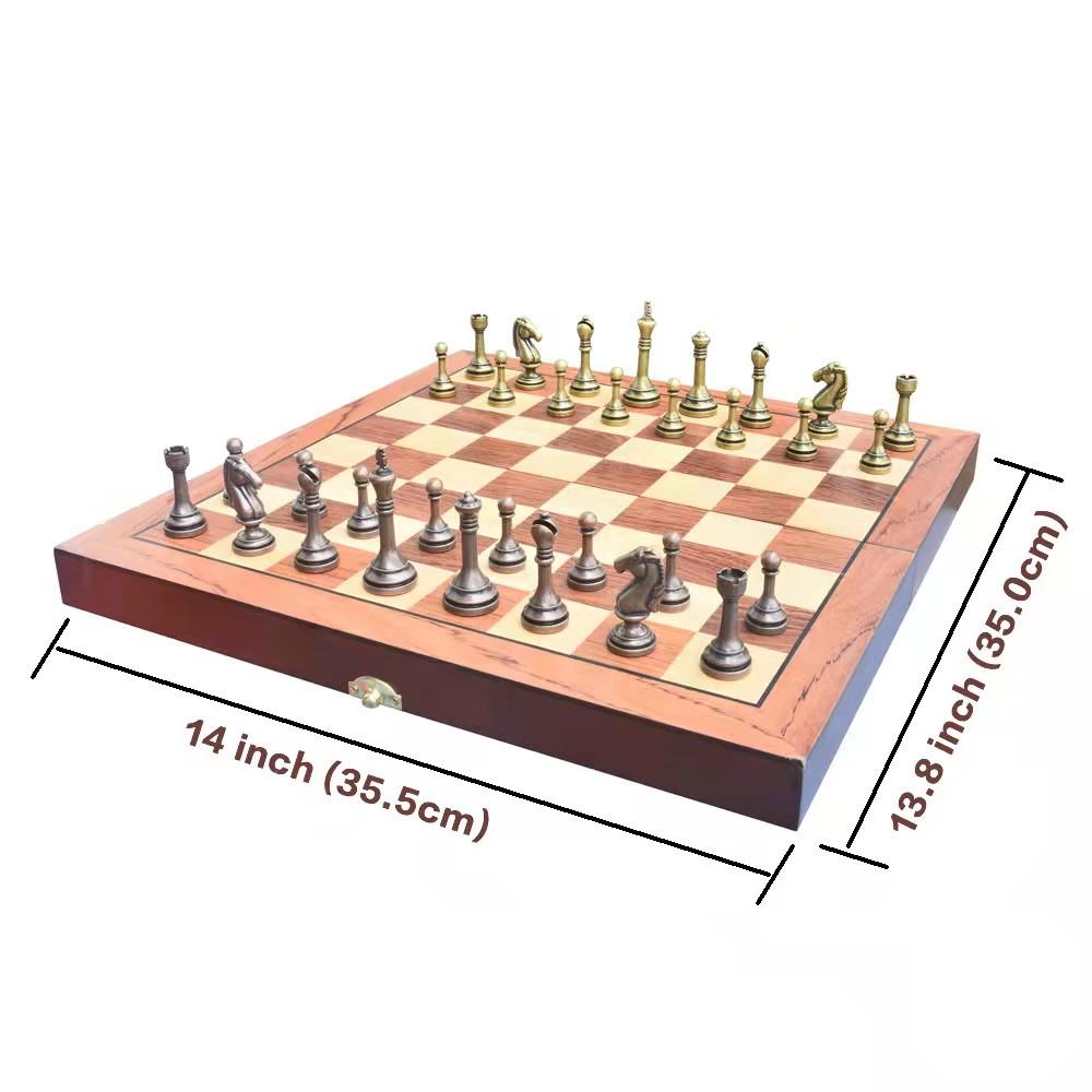 Chess Premium Gift Box Zinc Alloy Bronze Children s Folding Board Chess Set Chess Games Checkers & Chess