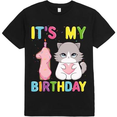 It's My 1st Birthday Girl 1 Year Old Ragdoll Cat T-Shirt Bodysuit Short Sleeve Long Sleeve for Kids Toddler Boys Girls 3