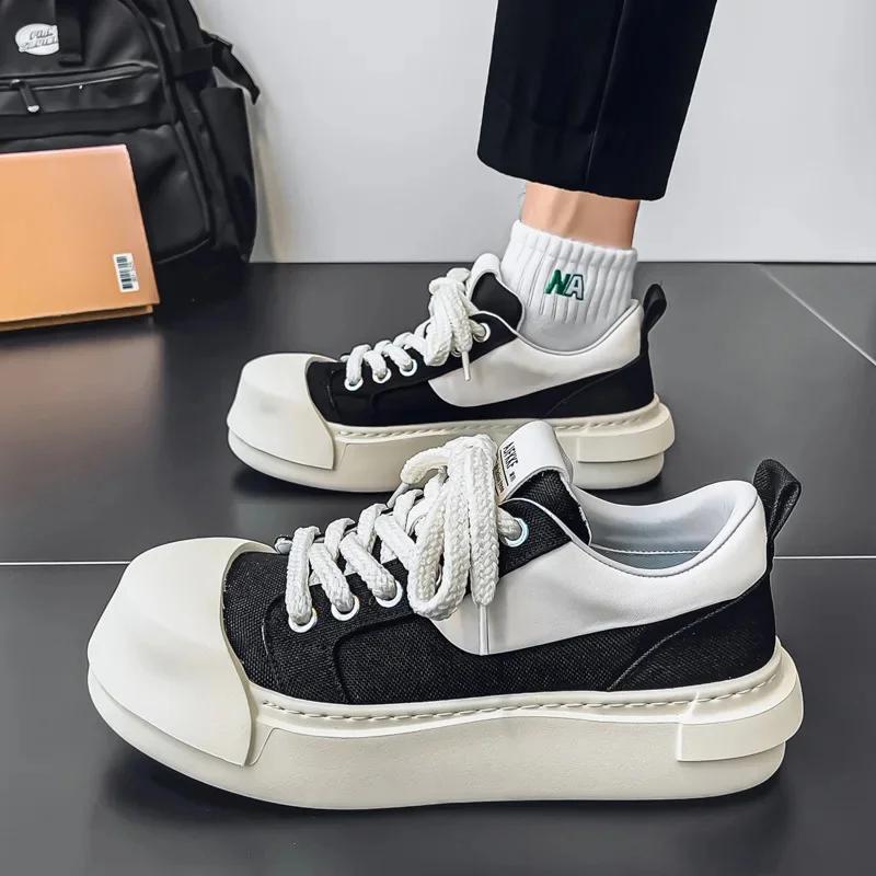 Luxurious Low-Top Men's Shoes Versatile Fashionable Casual Daily Thick Bottomed Shoes Comfortable Canvas Slip-On Adults Footwear