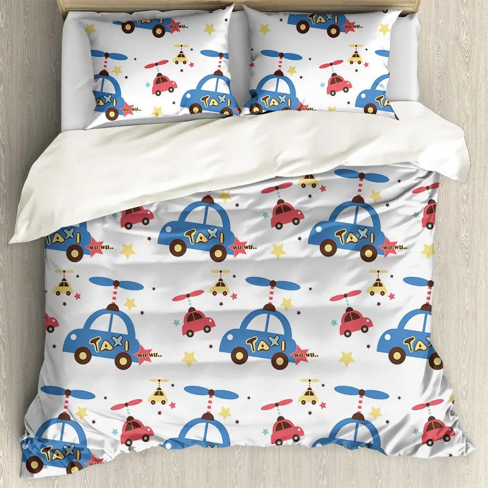 Carton Car Cover Toy Truck Bus Soft Duvet Cover Excavator Children Young Boys Young Girls Gifts Trafic Light Smal Animals Drive Bedrom Decor