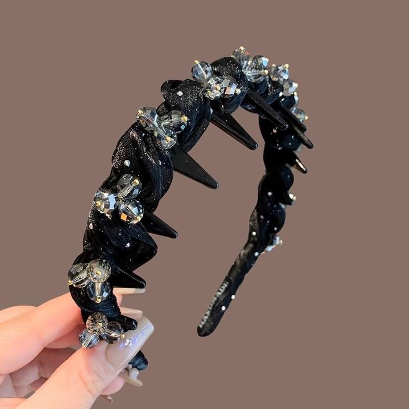 Elegant Temperament Rhinestone Design Hårbånd til Kvinder Daglig Brug Hovedbeklædning Skridsikkert Vask Ansigtet Hårbånd Hårtilbehør
