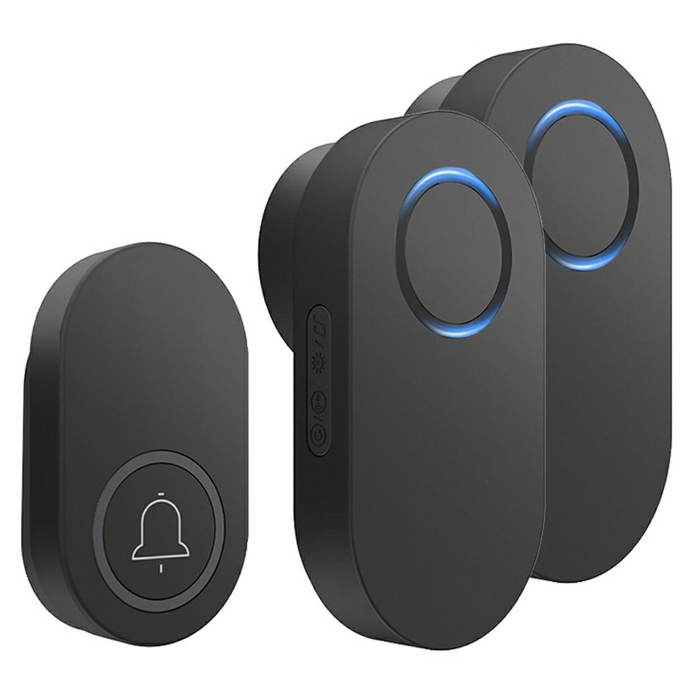 

ML008-B-12US 60 Melodies Wireless Self-Powered Doorbell Ring US Plug/Black, 1 Transmitter + 2 Receiver A