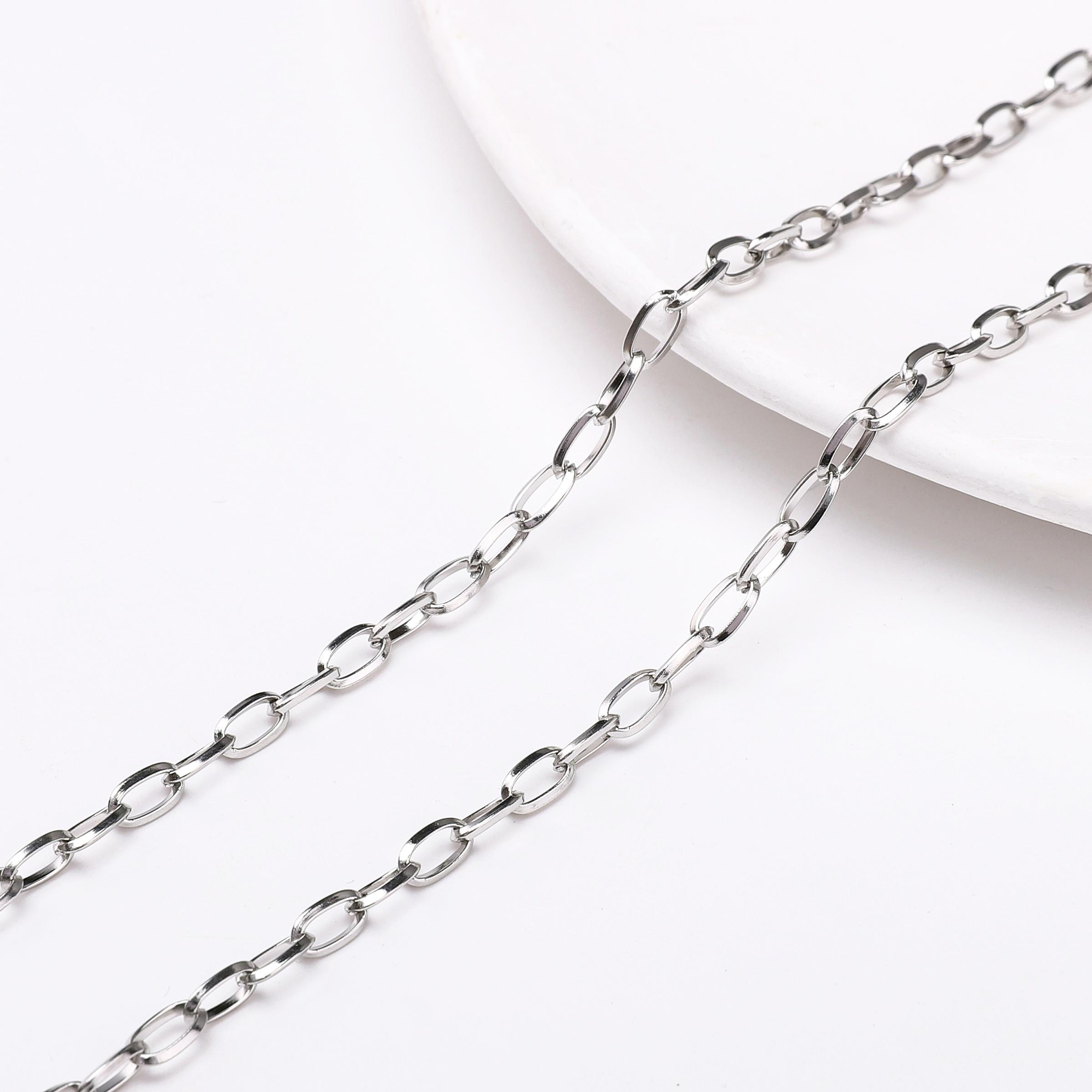 

1 метр цепи из нержавеющей стали кубинская звеньевая цепь базовая панк цепь для самостоятельного изготовления ожерелья браслета ювелирных изделий 3.2x6.5mm