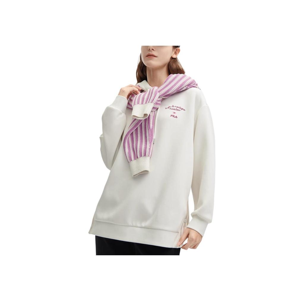 Fila Heritage Series Printed Letter Hoodie Women Sweatshirt Cloud-Mushroom-White F11W418214F-WT