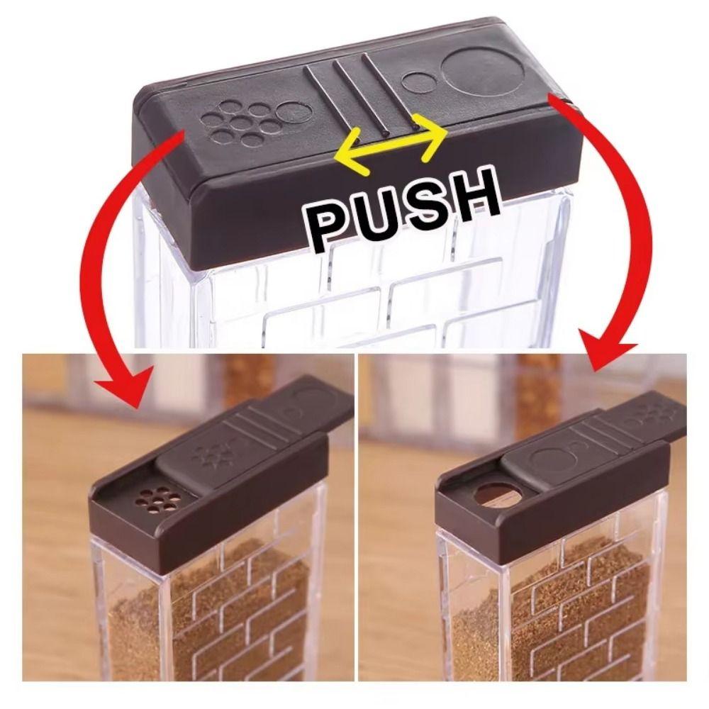 6Pcs/Set 6-in-1 Spices Container Set Double Opening Cover Plastic Seasoning Storage Box with Tray Creative Spice Canister Set