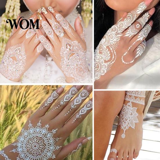 Eco-friendly Tattoo Sticker White Lace for Women, Temporary Face Body Skin-friendly Arm, Waterproof Fake Decal Wedding Party Festival Safe Tattoos