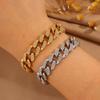 Fashion European and American full diamond titanium steel  women's light luxury high-end sense, hot-selling original design hip-hop style 