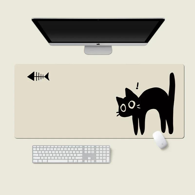 Cute Black Cat Mouse Pad Girl Large Computer Office Game Table Mats XXL Rubber PC Keyboard Mousepad Anti-slip Long Desk Pads
