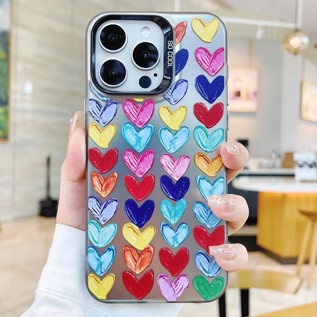 Color Silver Girl Heart Colorful Love Apple 15/14/13 Phone Case iPhone11/12Promax All-inclusive Xs