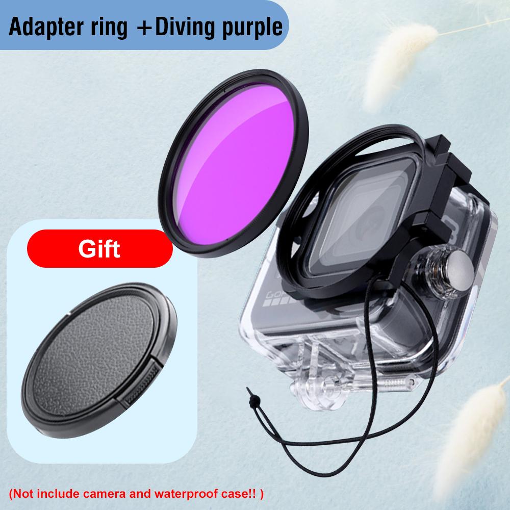 16X Macro HD Filter for GoPro 11 10 9 8 Black Waterproof Case Diving Red Purple Filter + Lens Cap + 58mm Adapter Ring