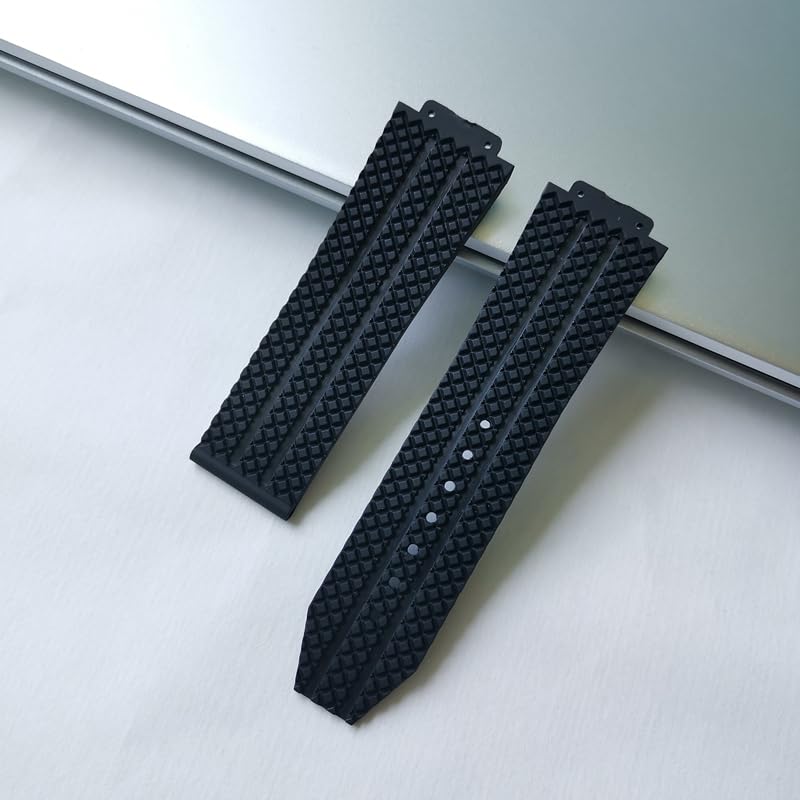 [syzynicy] Silicone Strap Compatible with Hublot Big Bang/Classic Fusion Watches (Black B, 25*19mm) for Men and Women