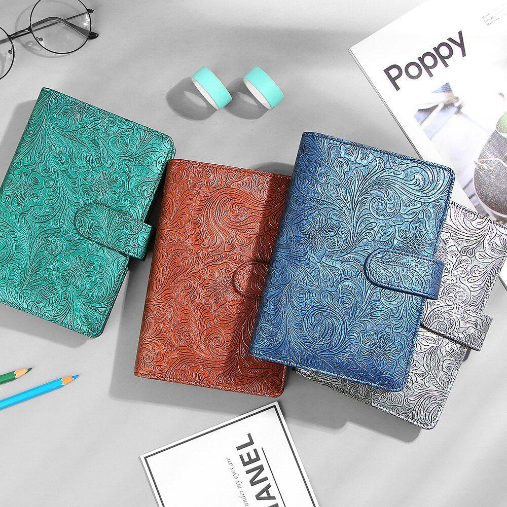 Loose Leaf Page Rings Magnetic Buckle Leather Binder Binder Pockets Paper Holder Notebook Cover