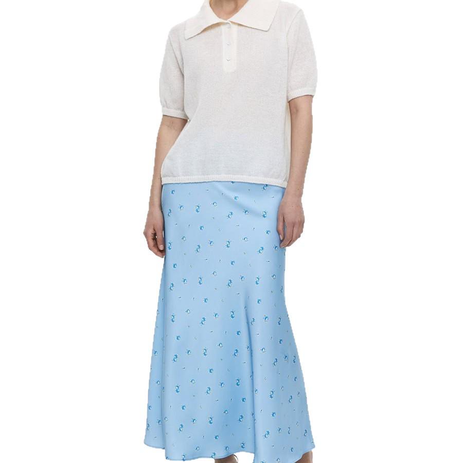 2025 Spring/Summer Floral Satin High-Waisted Midi Skirt