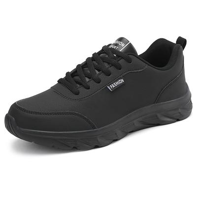Originale schwarze Sportschuhe für Herren Laufschuh Ultraleicht PU-Leder Wasserdicht Athletische Sneaker Mann Verschleißfest Gehen