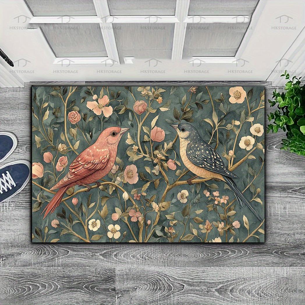 

Two Birds and Flowers Rug Bedroom, Living Room, Hallway, Entrance Door Mat Non-Slip, Stain-Resistant Floor Mat Home Decor 40X60CM(1.3X2FT