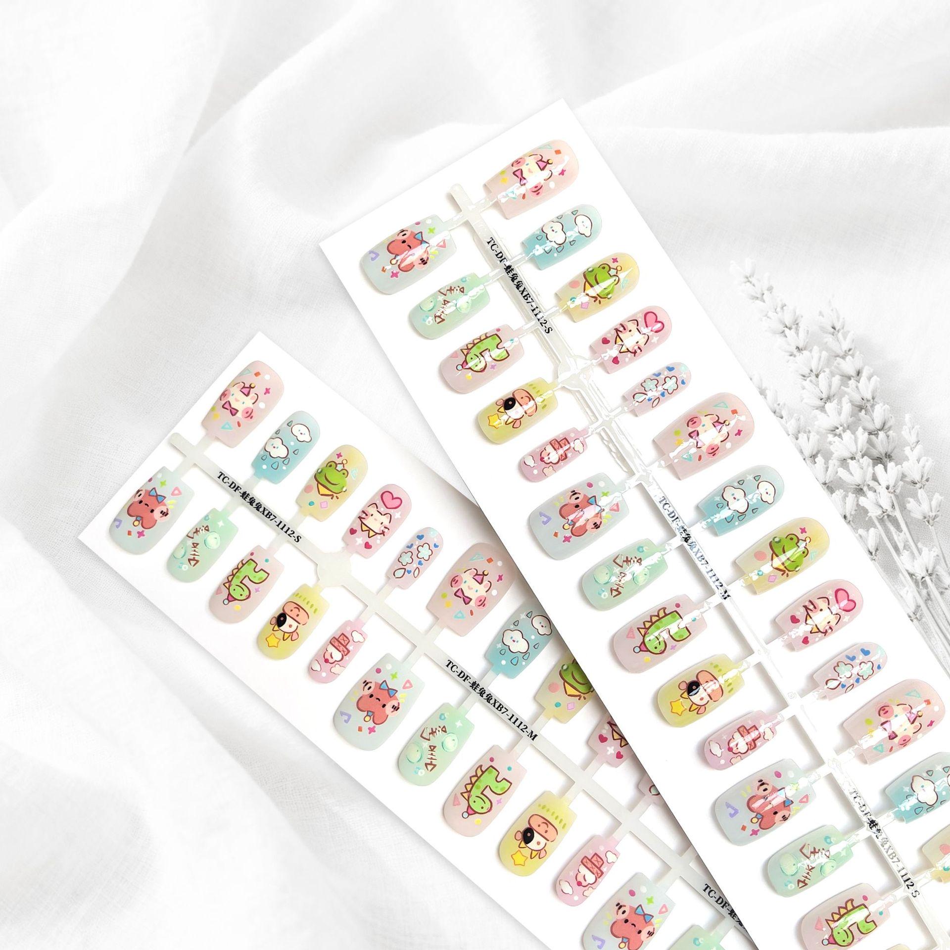 

High-End Chinese Style Cartoon Light Luxury Autumn/Winter Short False Nails No Top Coat S+M+S+XS
