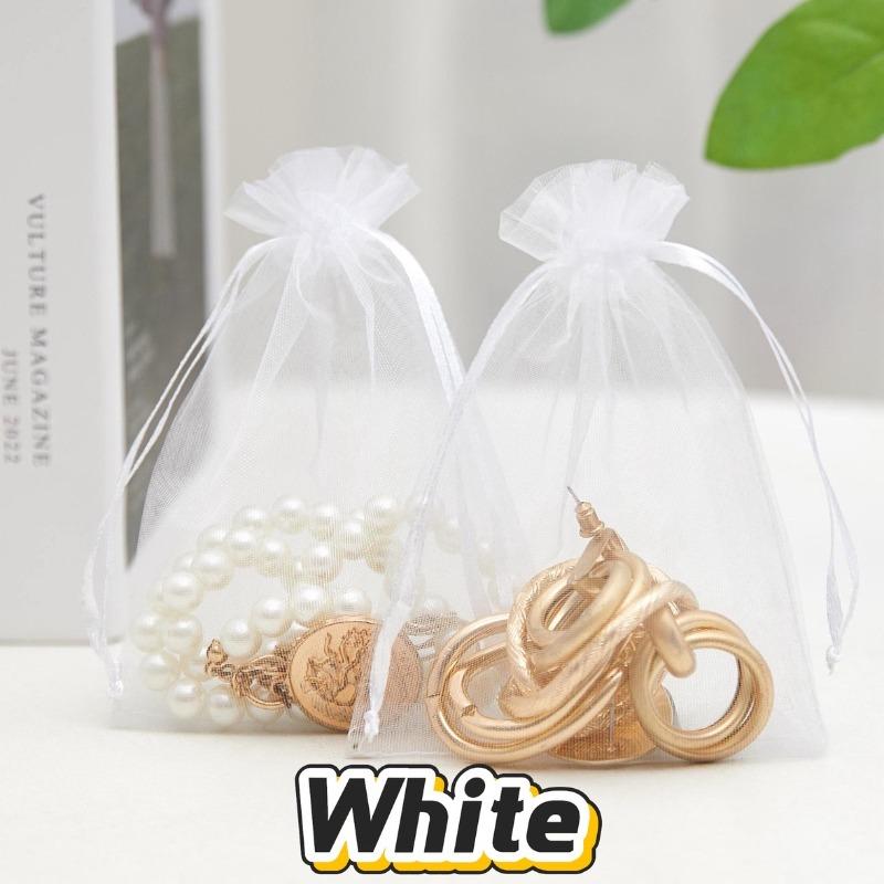 10-100PCS Gift Bags Party Supply Christmas Favor Jewelry Packing White Pouches Drawstring Pocket Organza Gauze Sachet Gift Bag