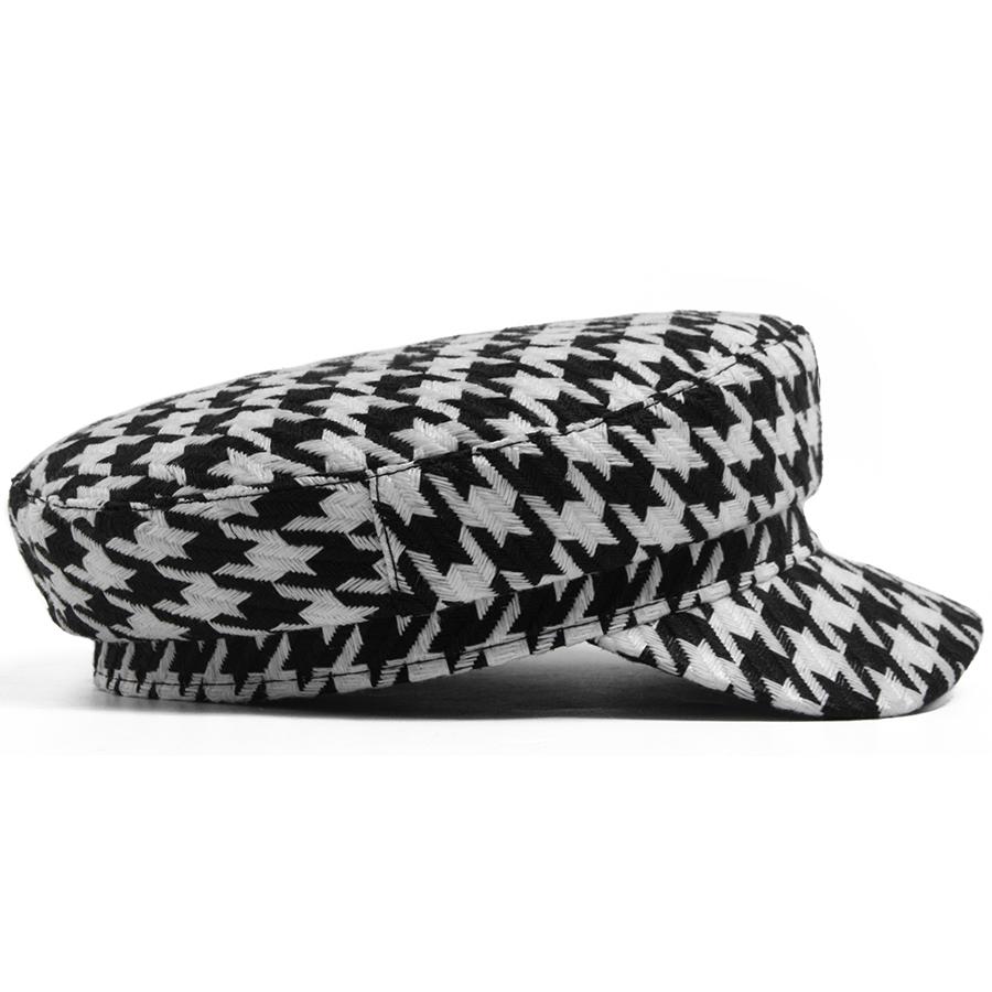 Visgraat Baret Nieuwsjongenspet Dames Vintage Geruit Bakkerspet Casual Vizier Platte Petten Dames Voor 56-58cm Hoofdomtrek