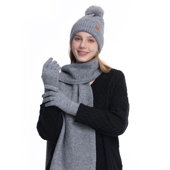 3 Adet/Takım Unisex Kış Bere Atkı Eldiven Seti Kalın Örme Sıcak Şapka Eldiven Elastik Kulak Koruması Rüzgar Geçirmez Kış Açık Hava Bisiklet Kubbe Boyun Sarma