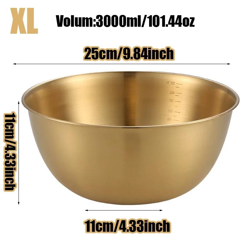 3pc Stainless Steel Mixing Bowls - Oven/Dishwasher Safe with Measurement Marks, Durable Kitchen Baking Cooking Salad Prep Set