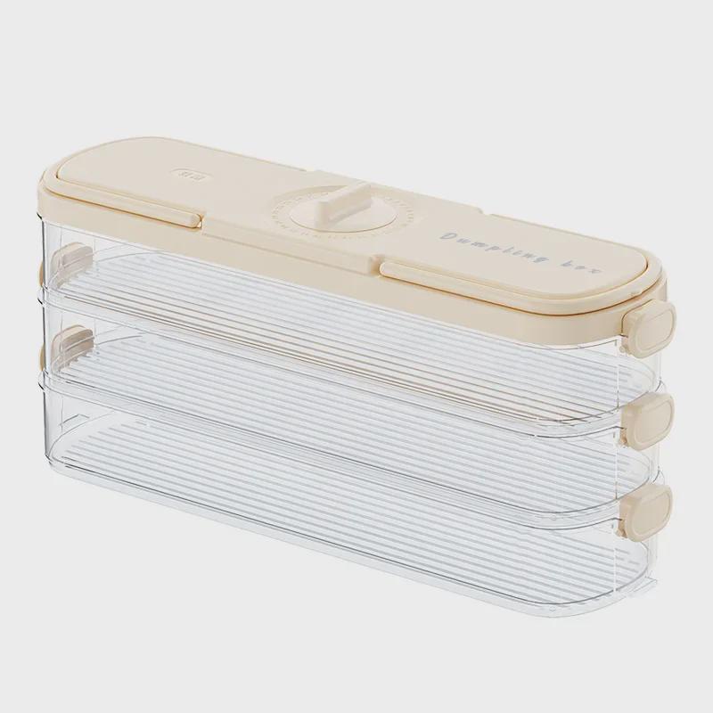 Refrigerator Dumpling Storage Box with Side Door for Fresh-Keeping Wontons - Food Grade, Frozen Packaging.
