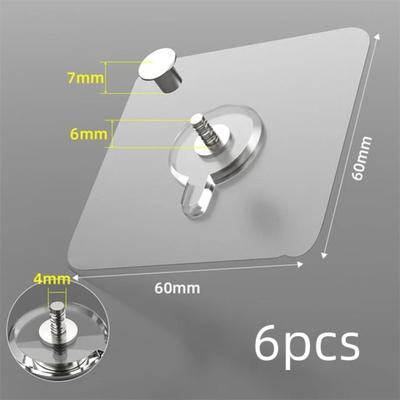 6 Stück Selbstklebender Haken Stark Klebende Nägel Haken Poster Nahtloser Wandaufkleber Haken Transparent Küche Badezimmer Schraubenhalter