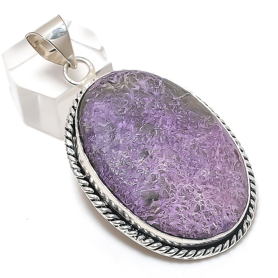 

Natural Purpurite Gemstone 925 Sterling Silver Jewelry Pendant 2.29 e2s79