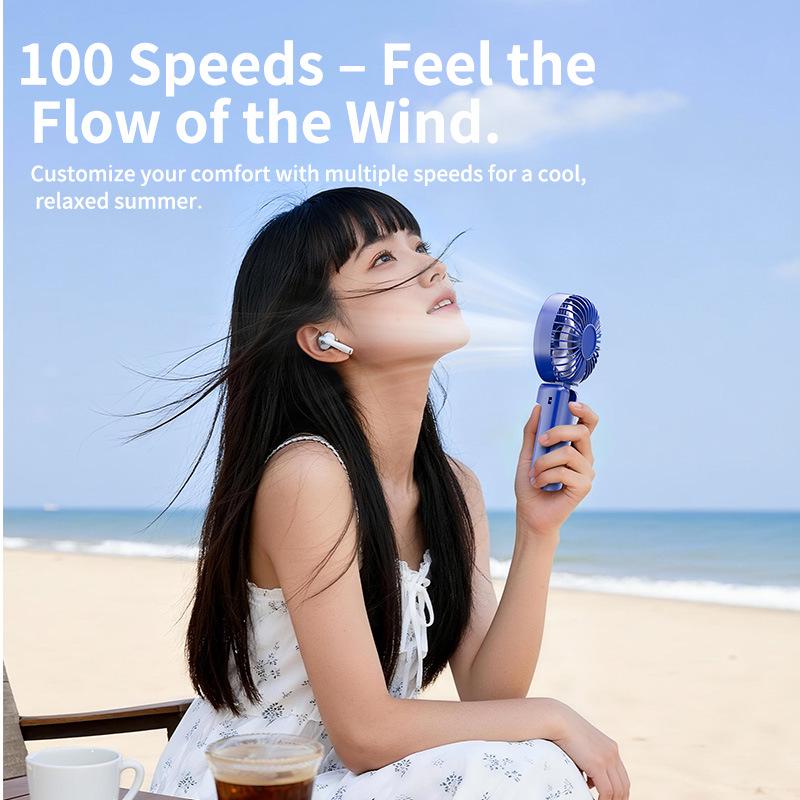 Portable Mini Foldable Desktop Fan: Rechargeable via TYPE-C, Comes with Lanyard, Customizable LOGO