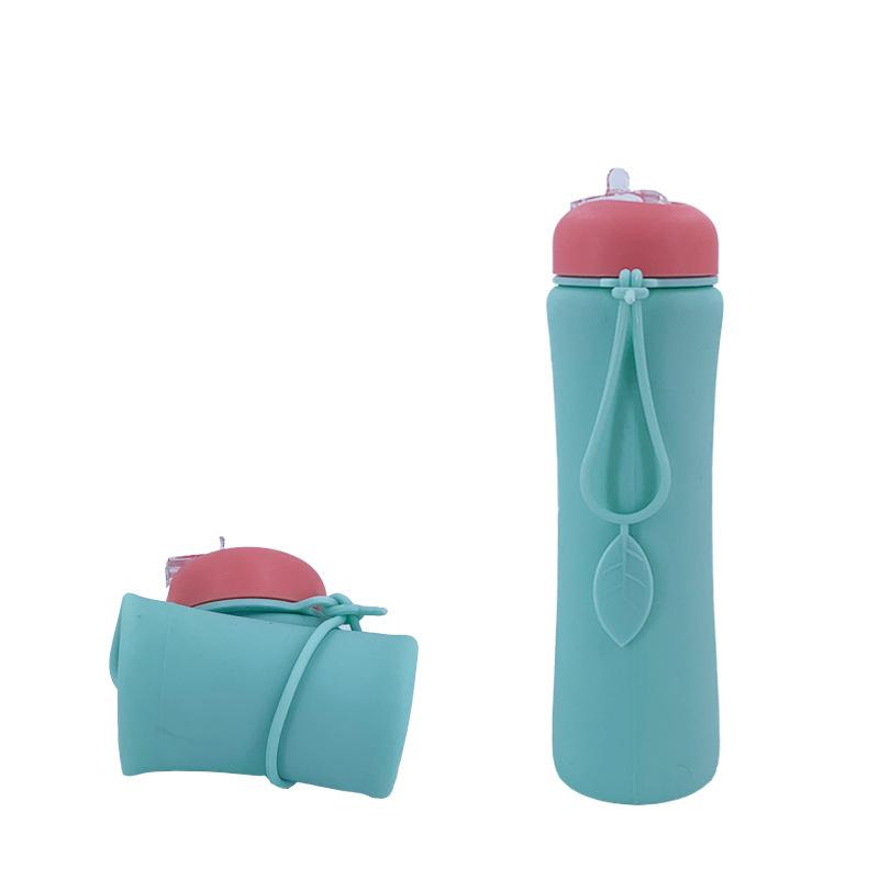 

New foldable silicone water bottle for outdoor sports large capacity portable cup for cycling and mountain climbing 600ml