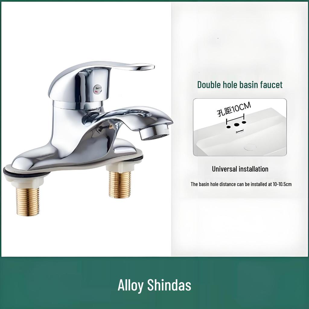 Vintage Two-in-One Bathroom Faucet: Double Hole, Hot & Cold Water, Three Hole Mixer Tap