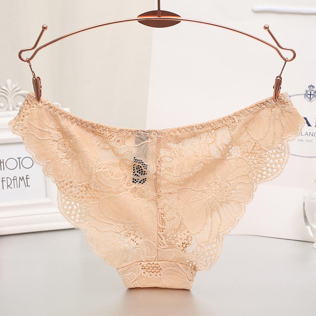 Women's Sexy Lace Transparent Mesh Breathable Cotton Bottom Crotch Panties M-XL