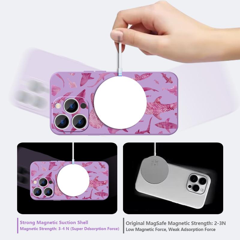 For iPhone 17 Pro Max Case Shark Whale Marine Life Pattern Magnetic For Magsafe Soft Cover For iPhone 16 15 14 13 Pro Max 17E 16E
