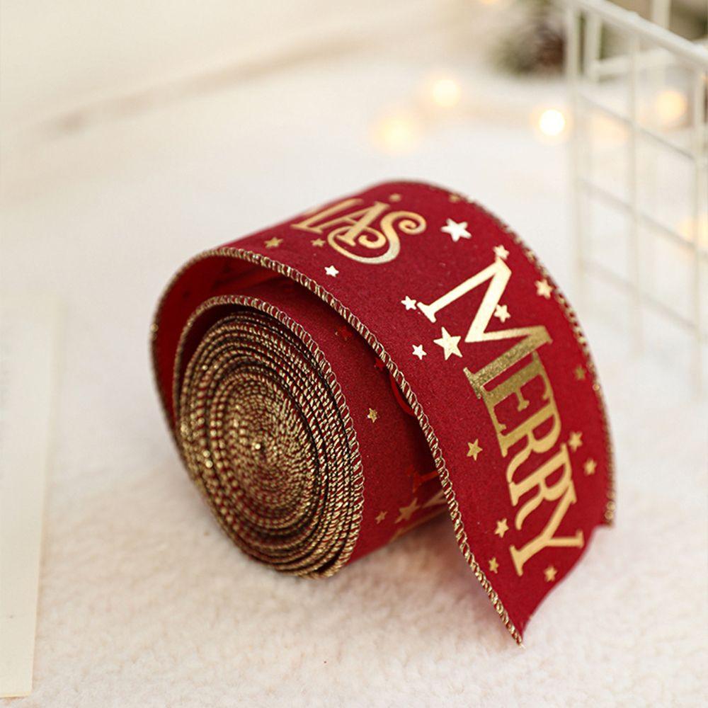 Fabric Trim Christmas Wrapping Ribbon Merry Christmas Bow Decorative Webbing Clothes Accessories