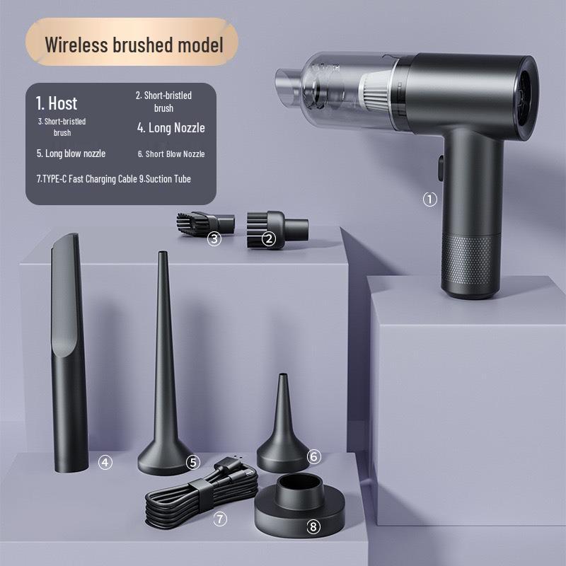 

Портативный ручной автомобильный пылесос: Бесщеточный, Мощное всасывание, Перезаряжаемый с большой емкостью