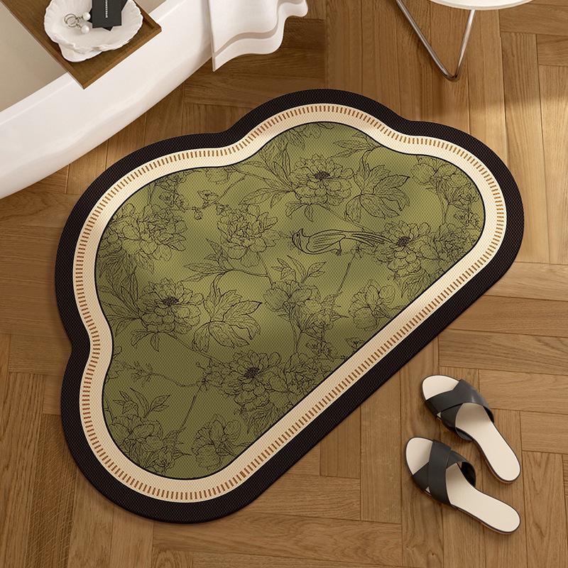 American Retro Diatomaceous Earth Bathroom Floor Mat - Absorbent, Non-Slip, Stain & Wear Resistant, Easy Care for Toilet Entrance