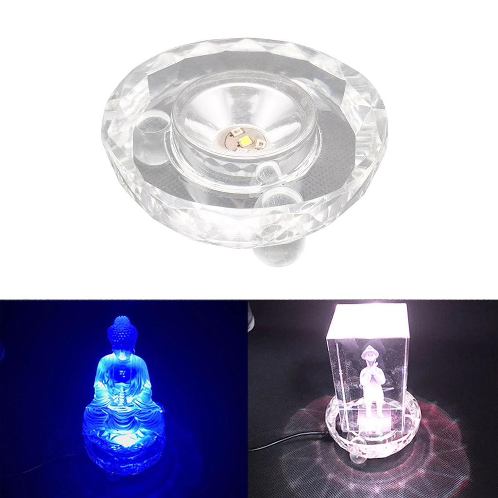 Multicolor LED Illuminated Base With USB Power for Crystals Display and Artwork Showcase Sturdy Plastic Designs