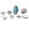 Vintage Boho Blue Stone Turquoise Rings Ethnic Styles Finger Ring Set Jewelry