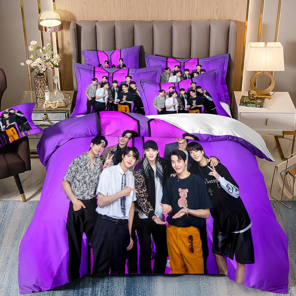 B-bts Men's group Music Duvet Cover Set Comfortable and Warm Bedding Set for Decorating Your Bedroom and Enhancing Home Life