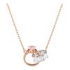 Connexus Double Ring Pendant with Pink Heart Synthetic Cubic Zirconia Necklace Women's Rose Gold 5690036