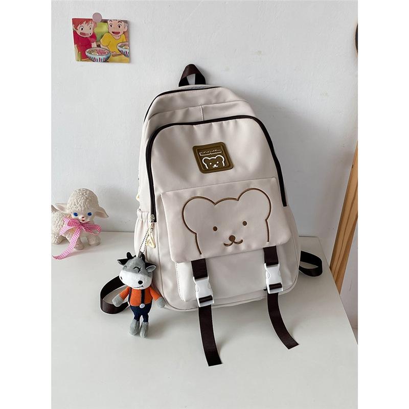 Schoolbag Korean version large capacity trend simple fashion cute bear middle and high school students durable backpack